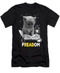 Freadom Bookish Cat Reading a Book Bookaholic Bookworm Maximus Designs T-Shirt