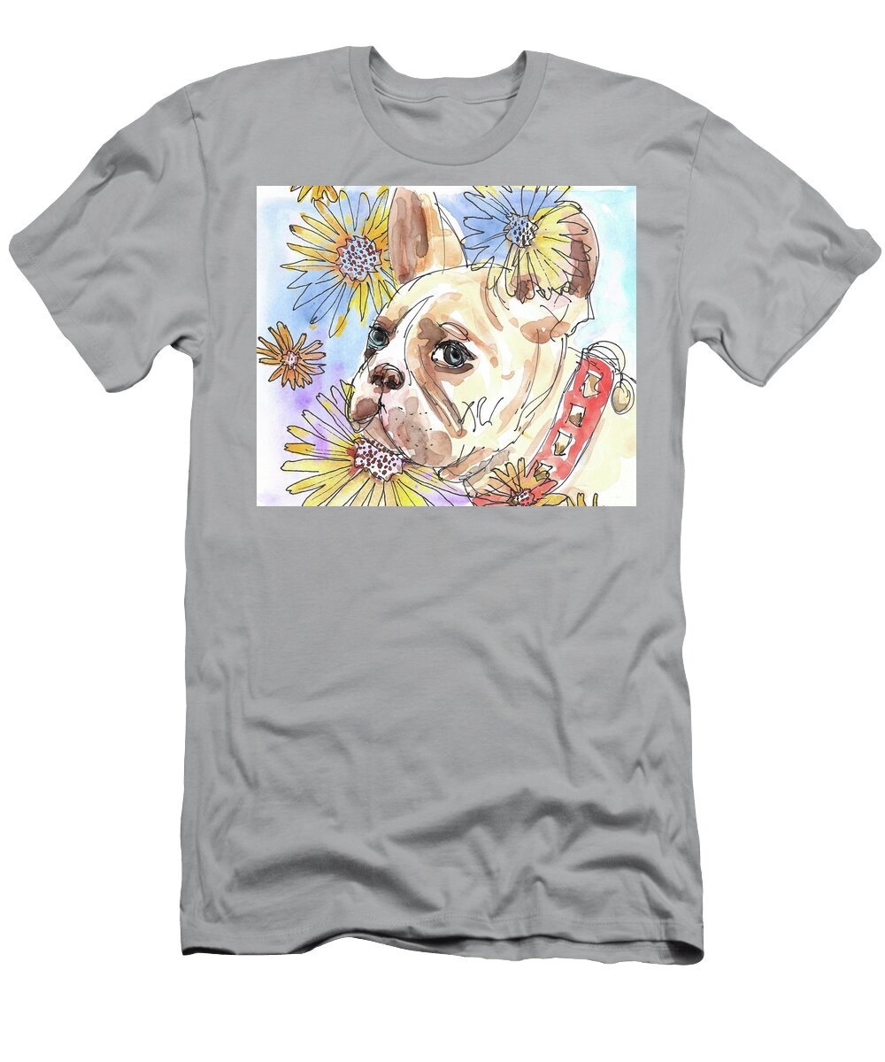 French Bulldog and Daisies Zelda Tessadori T-Shirt