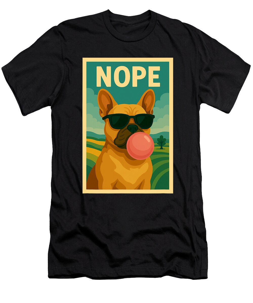 French Bulldog Nope Chewing Gum Bubble Art for Yah Lishr T-Shirt