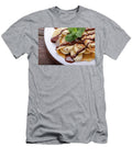 French Crepes with Chocolate Sauce and Banana in Ceramic Dish on Dmytro Mykhailov T-Shirt