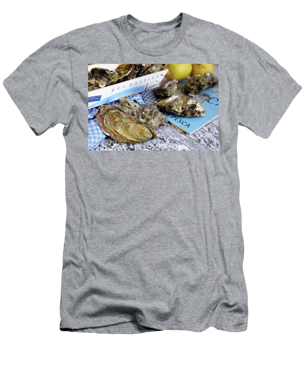 Fresh Oysters on a Granite Work Surface Italy Mario Matassa T-Shirt