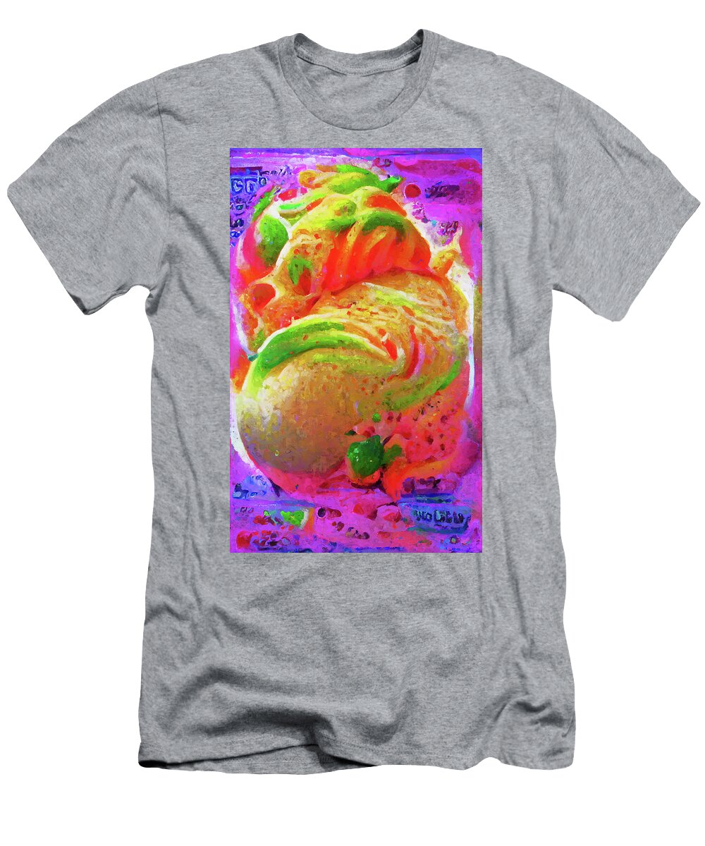 Fresh Peach Icecream Painted in Pink Yellow and Green Art Momente T-Shirt