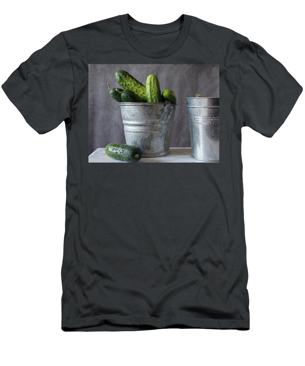 Freshly Washed Kirby Cucumbers Piled in a Galvanized Bucket Katharine Pollak T-Shirt
