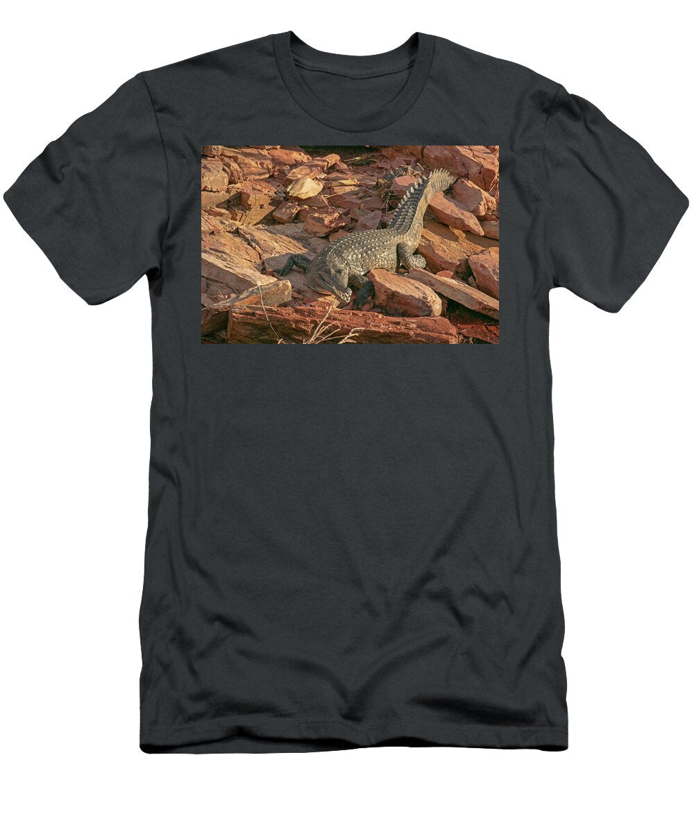 Freshwater Crocodile Amongst Rocks Lake Argyle the Steven David Miller Natureplcom T-Shirt
