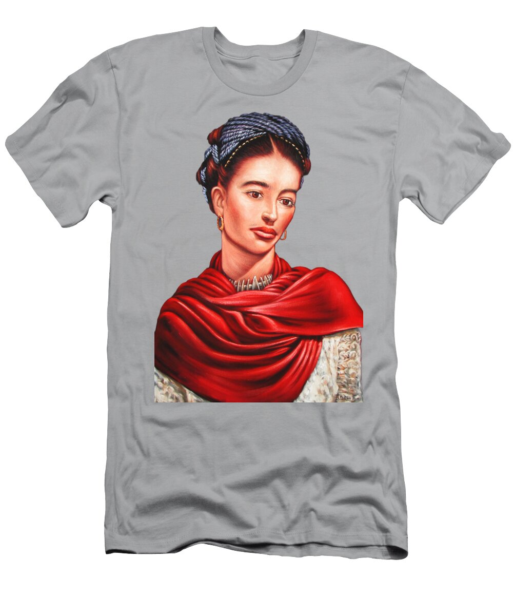 Frida Kahlo Portrait Oil on Black Velvet By Jorge Torrones Jorge Terrones T-Shirt