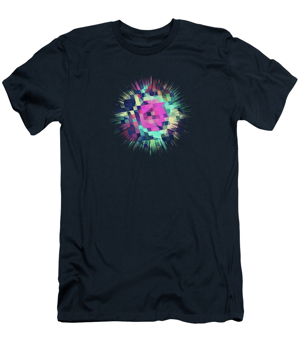 Fruity Rose Fancy Colorful Abstraction Pattern Design Green Pink Blue Philipp Rietz T-Shirt