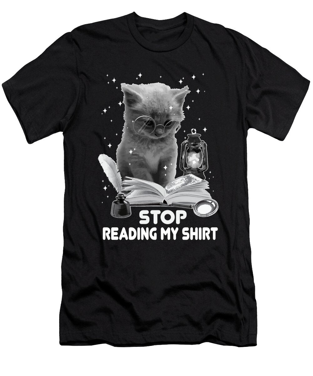 Funny Book Lover Stop Reading My Cat Reading a Book Maximus Designs T-Shirt