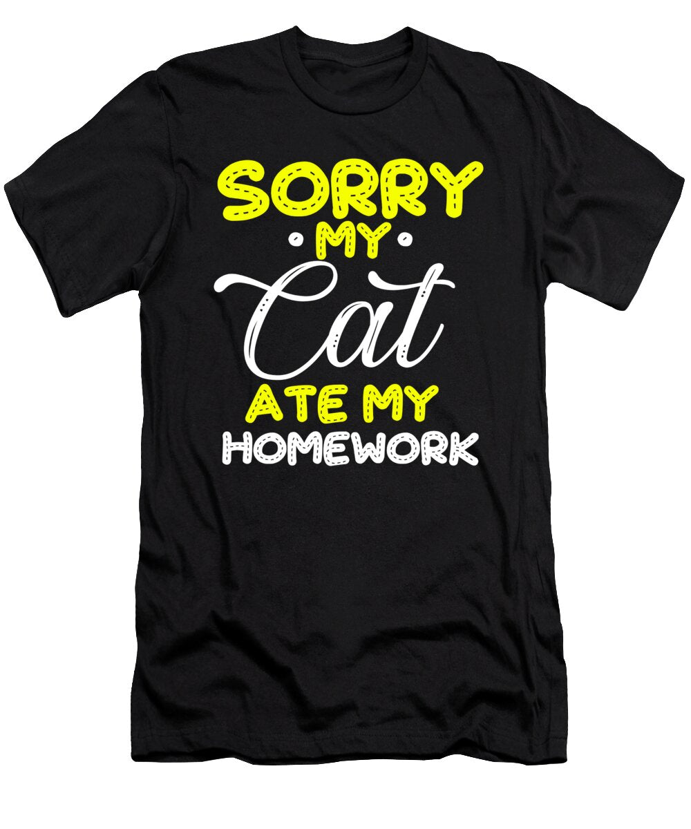 Funny Cat Homework Animal Pet Kitten Cat Lady Gift Muc Designs T-Shirt
