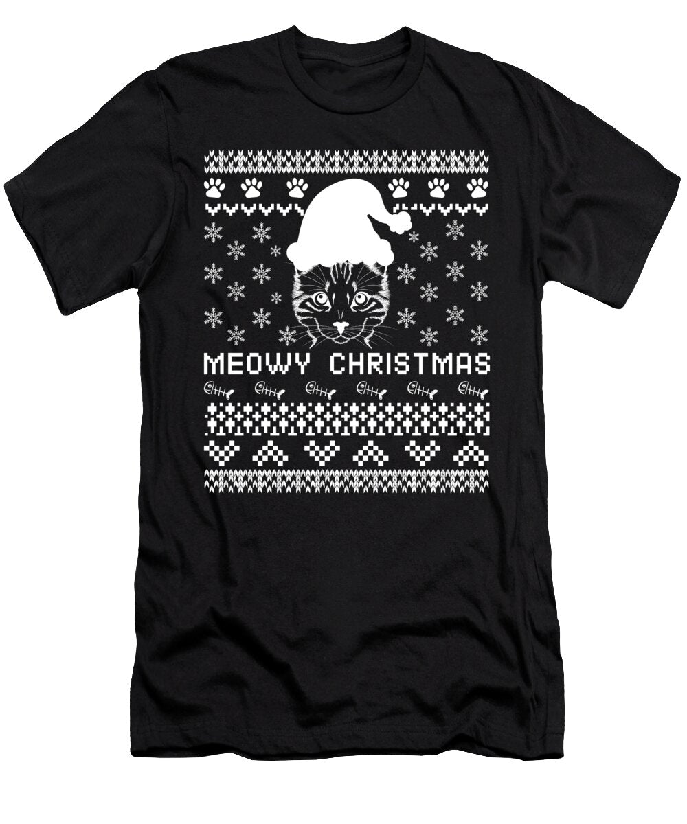 Funny Cats Meowing Purring Awkward Ugly Xmas Graphic Design Gordon Ziemann T-Shirt