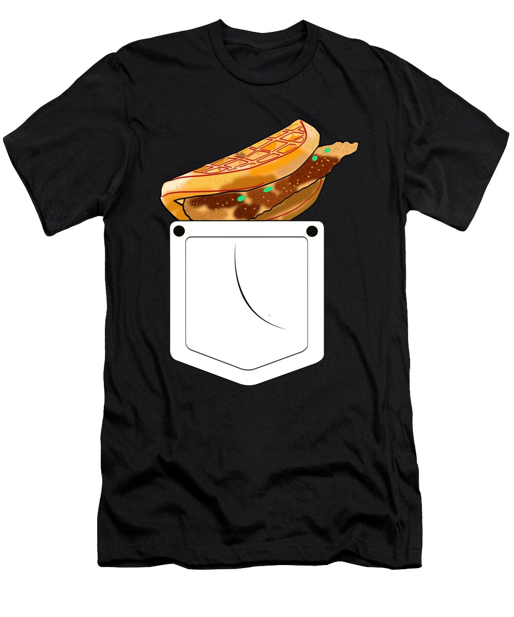 Funny Chicken and Waffles Pocket Foodie Gift Muc Designs T-Shirt