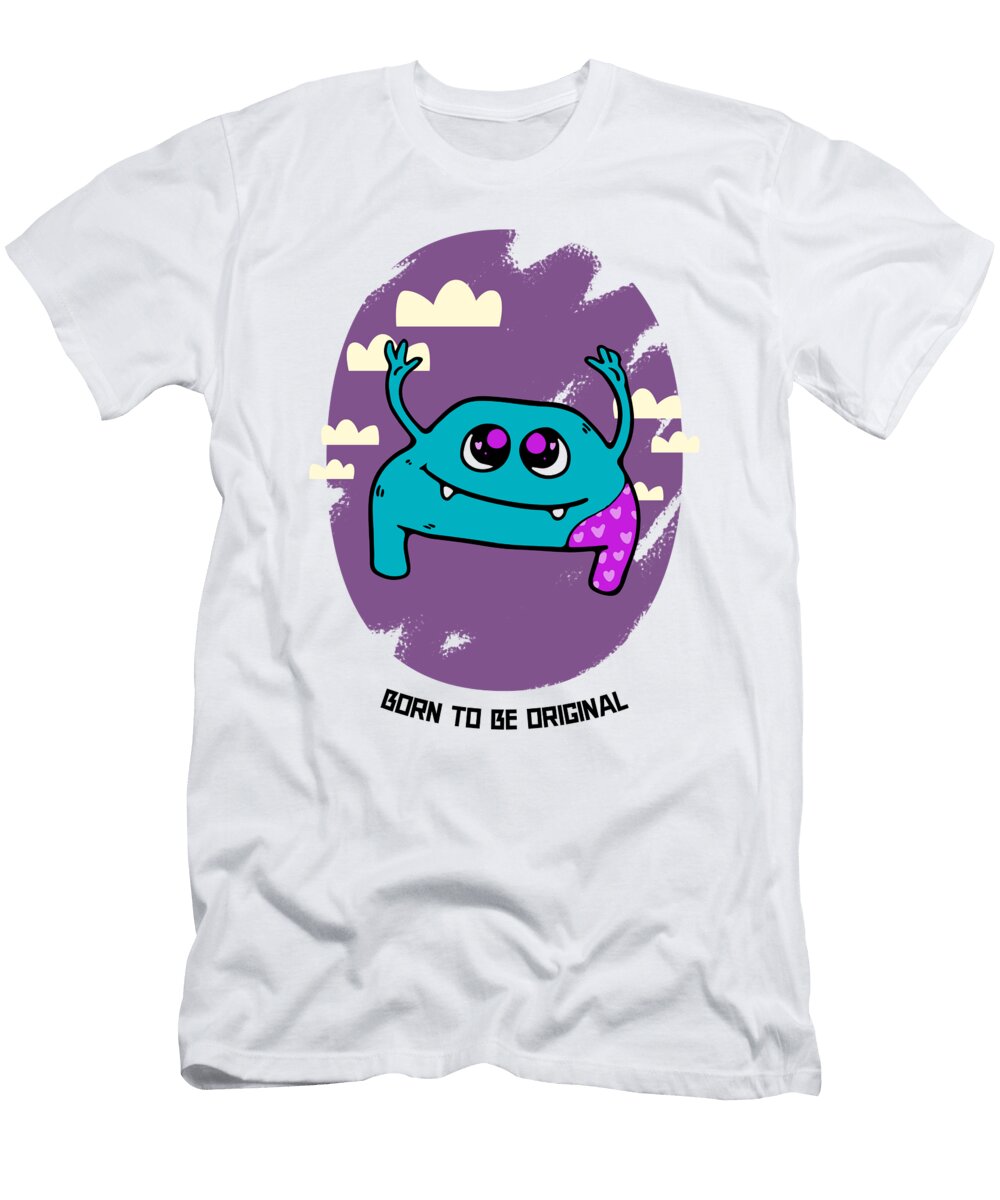 Funny Children Gift Born to Be Original Cute Monster Doodle for Kid Boy Girl Child Funny Gift Ideas T-Shirt