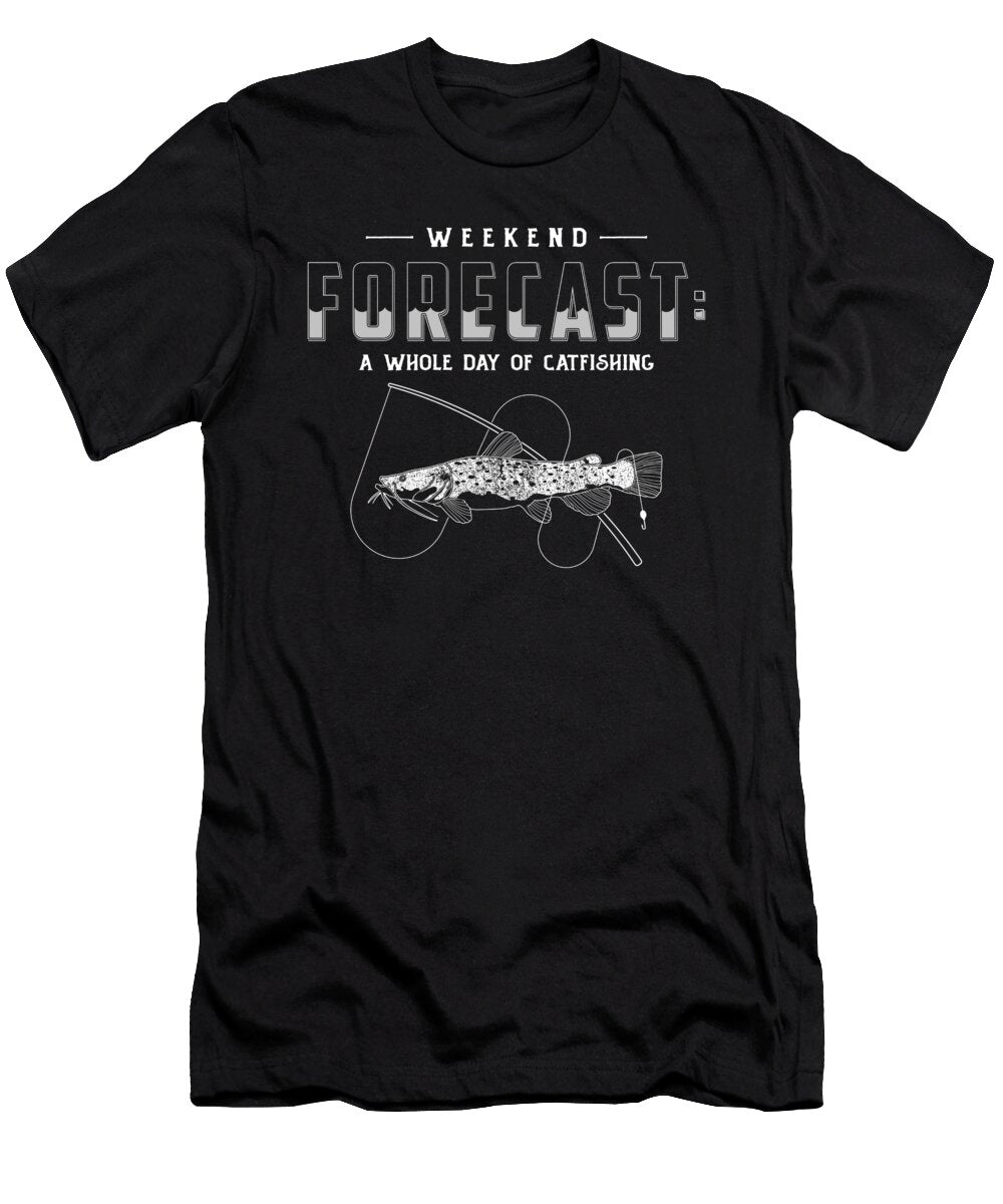 Funny Flathead Catfish Fishing Weekend Forecast Design Jacob Hughes T-Shirt