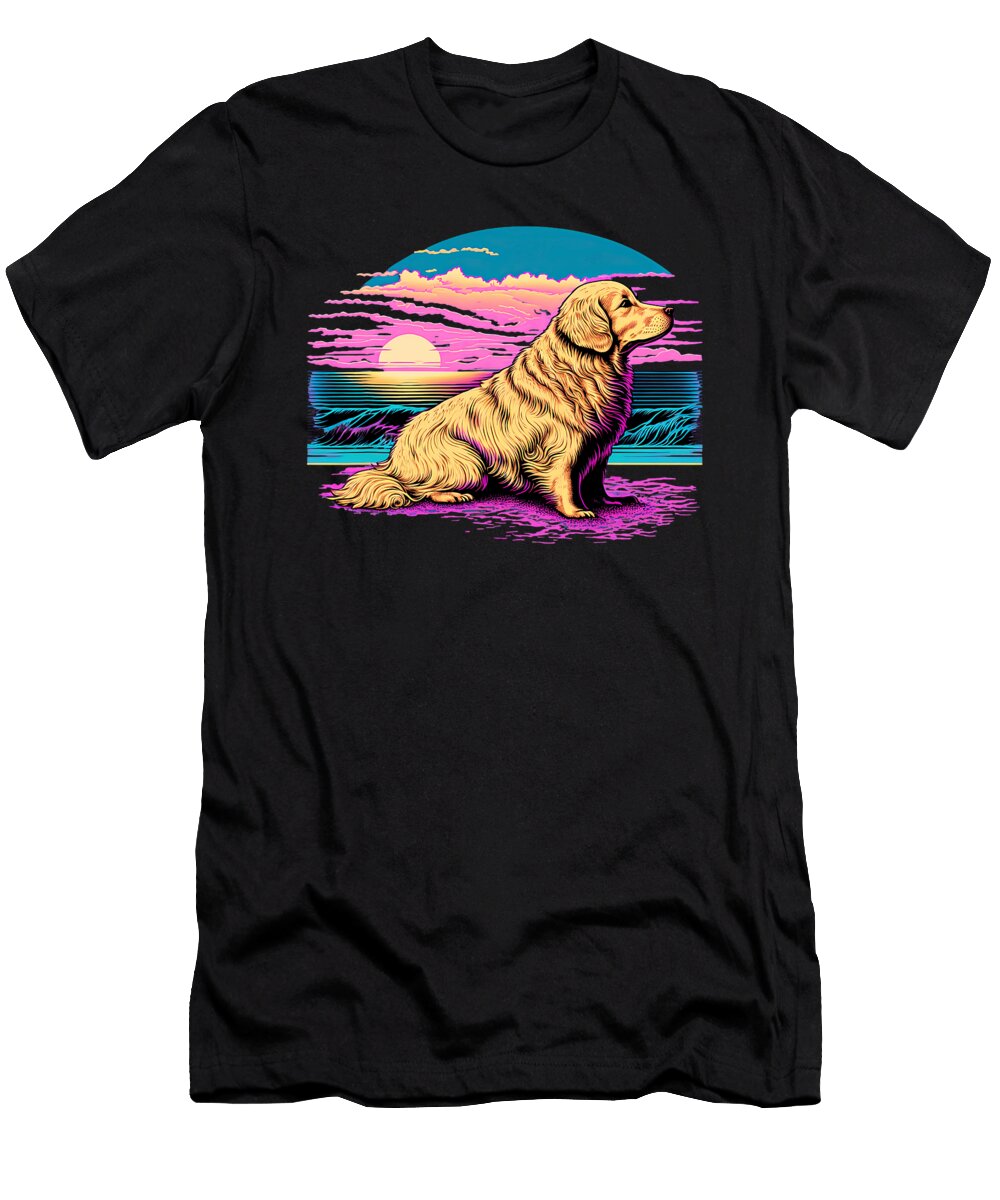 Funny Golden Retriever Vaporwave Sophie Eleanor T-Shirt
