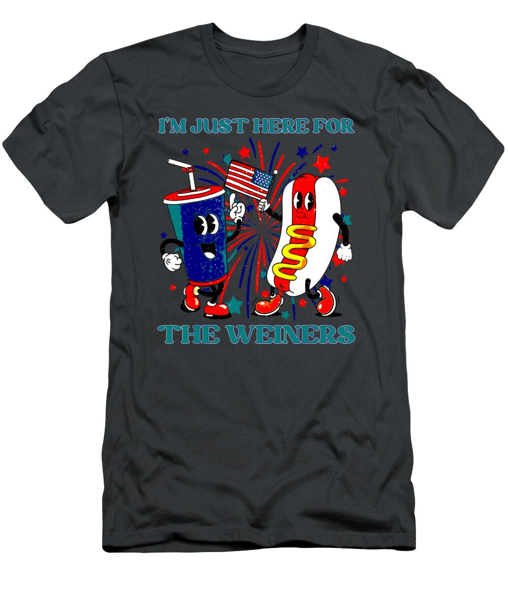 Funny Im Just Here for the Weiners Soda and Hotdog Izaiah Kallei T-Shirt