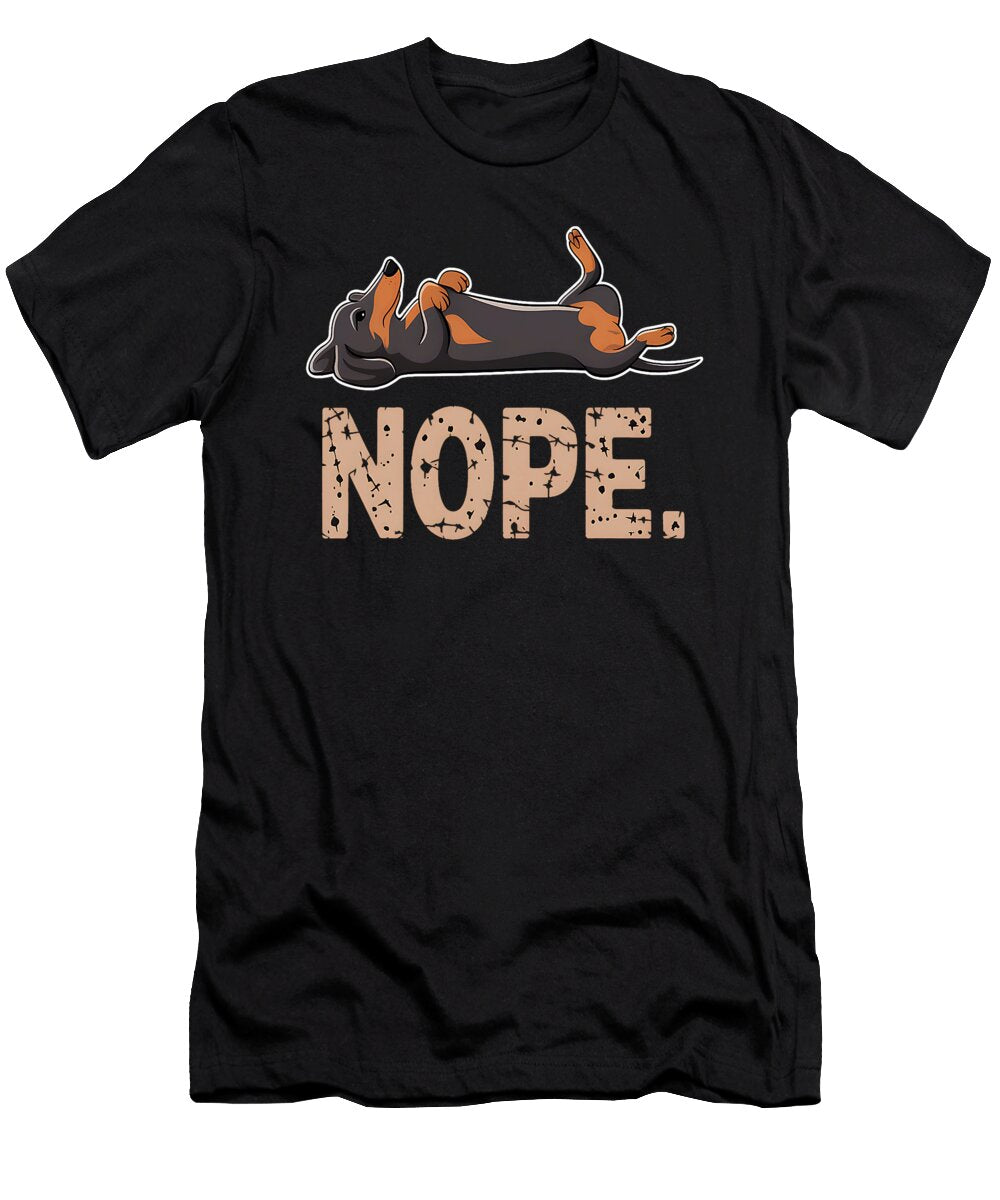 Funny Lazy Dachshund Nope Yah Lishr T-Shirt