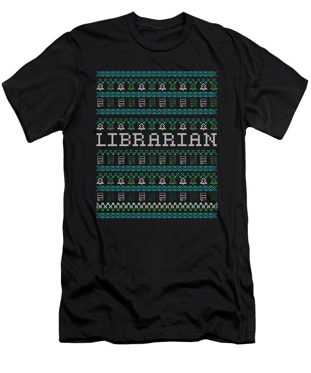 Funny Librarian Ugly Christmas Sweater Style Design Hope and Hobby T-Shirt