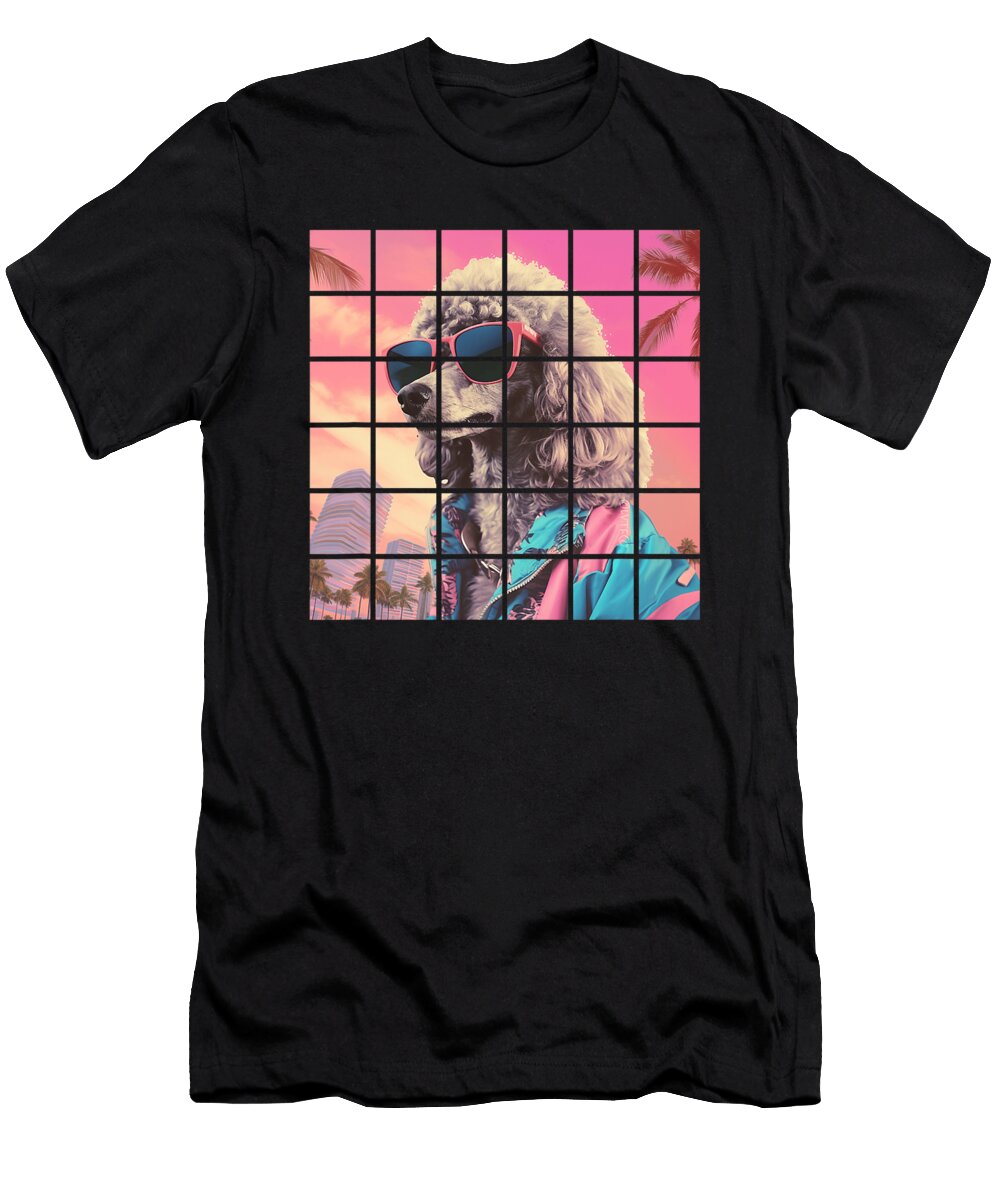 Funny Poodle Dog Synthwave Yah Lishr T-Shirt