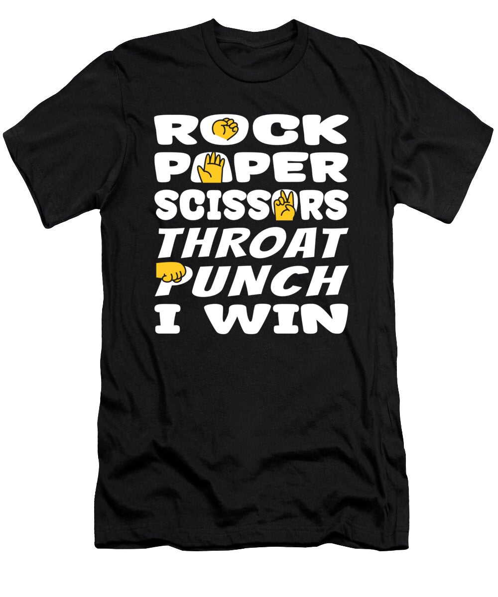 Funny Snarky Sarcasm Rock Paper Scissors Throat Punch I Win Crazy Squirrel T-Shirt
