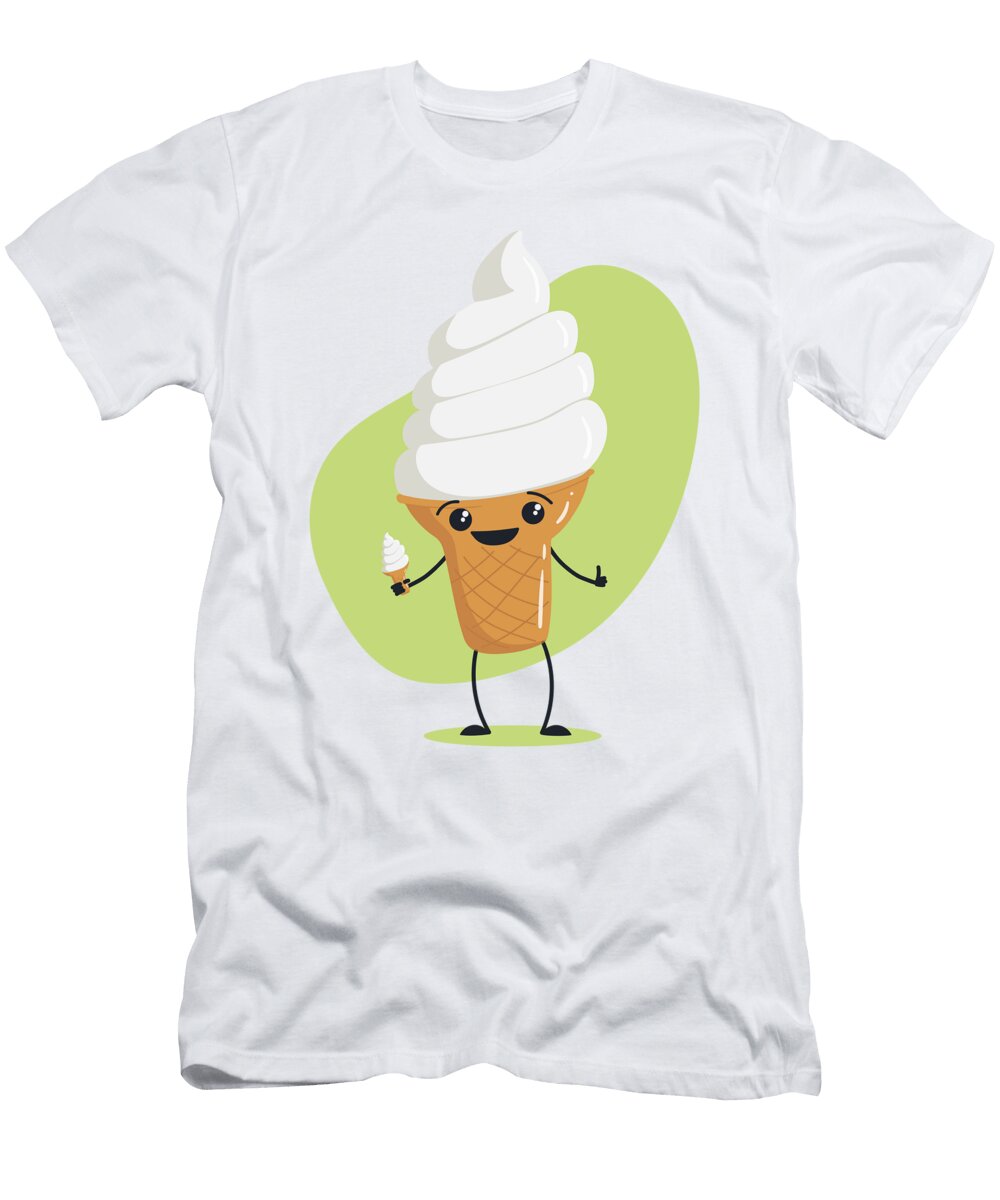 Funny Soft Ice Cream with Waffle Croissants Licensed Art T-Shirt