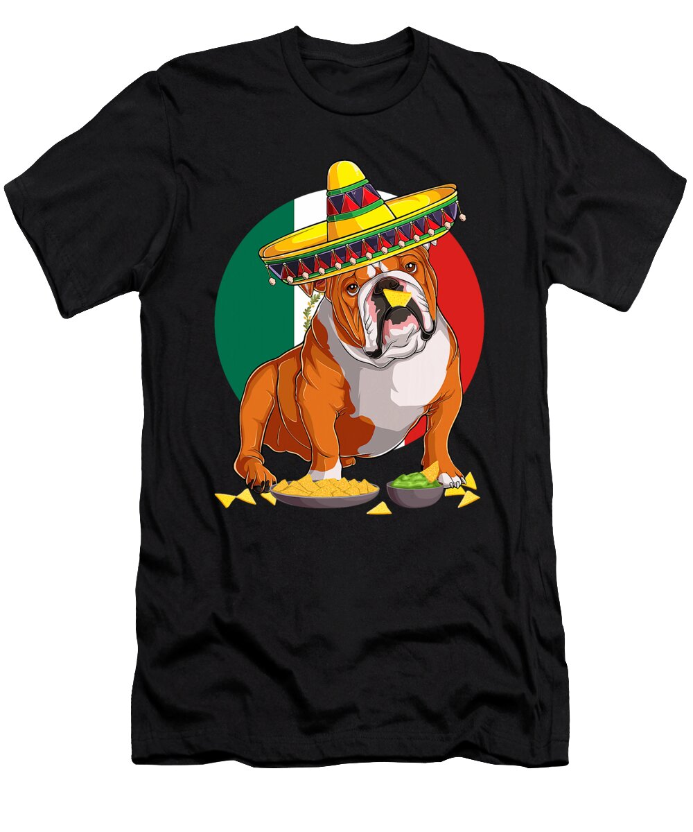 Funny Sombrero English Bulldog Dog Mexico Flag Yah Lishr T-Shirt