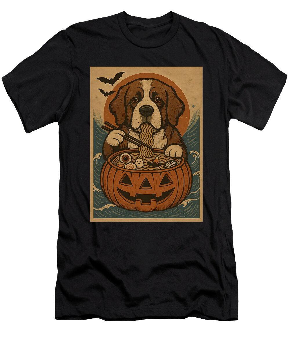 Funny Spooky Saint Bernard Pumpkin Japanese Zyneu Gangd T-Shirt