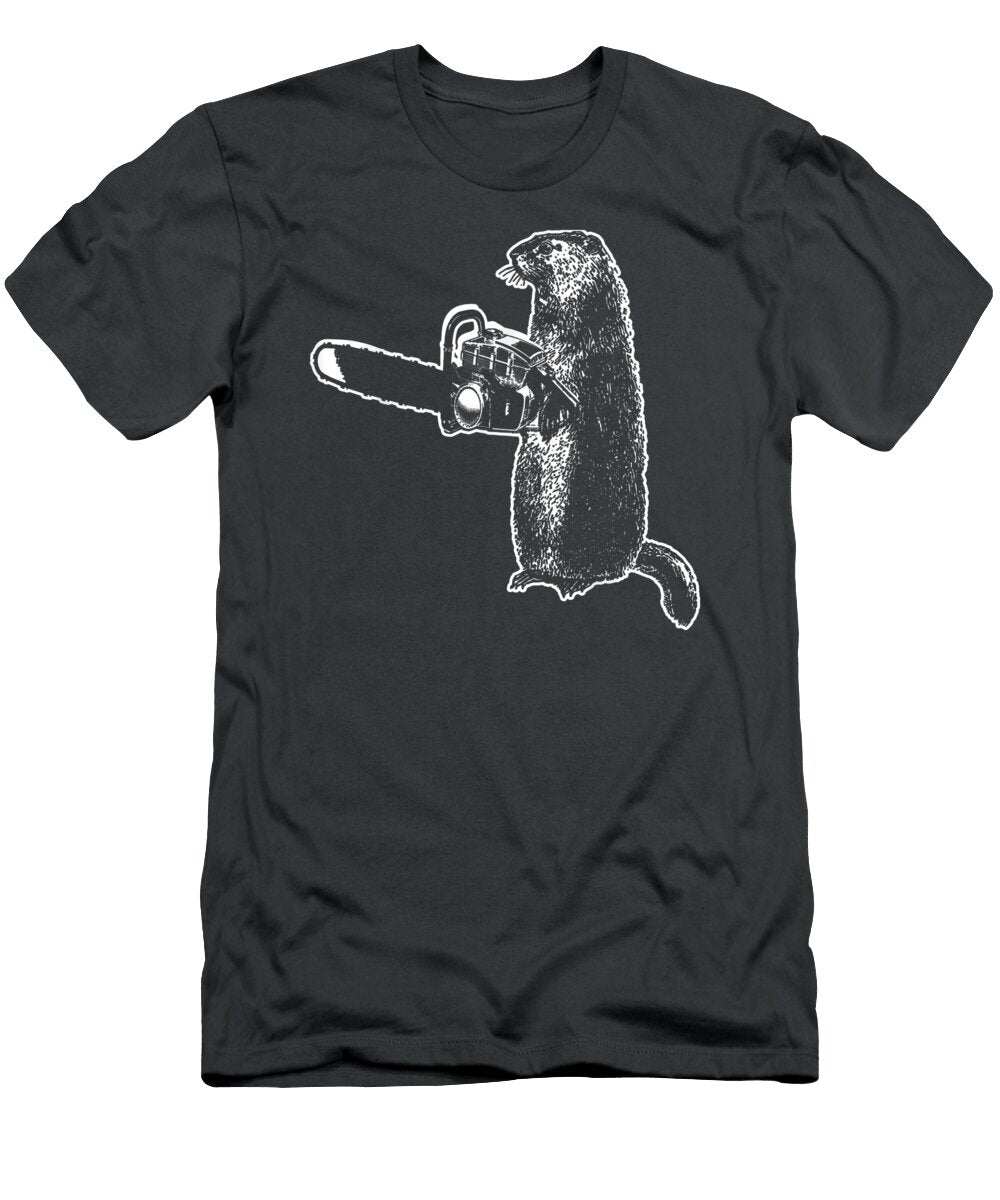 Funny Woodchuck Groundhog Day Could Chainsaw Wood Demic Mario T-Shirt