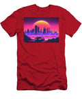 Futuristic Cityscape At Dusk Chasing the 80s Sunset Travel Poster Art Print T-Shirt