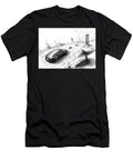 Futuristic Cityscape with Tesla Model S Sketch Cortez Schinner T-Shirt