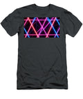 Futuristic Neon Triangle Background with Glowing Pink and Blue Laser Light Lines Talha Khan T-Shirt