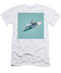 Futuristic Space Shuttle Craft Flying in Clear Blue Sky with Glowing Engine Exhaust Talha Khan T-Shirt