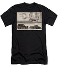 Futuristic Vintage Ford Transit Chassis Cab Car S in a Retro Cityscape Kyran Estrada T-Shirt