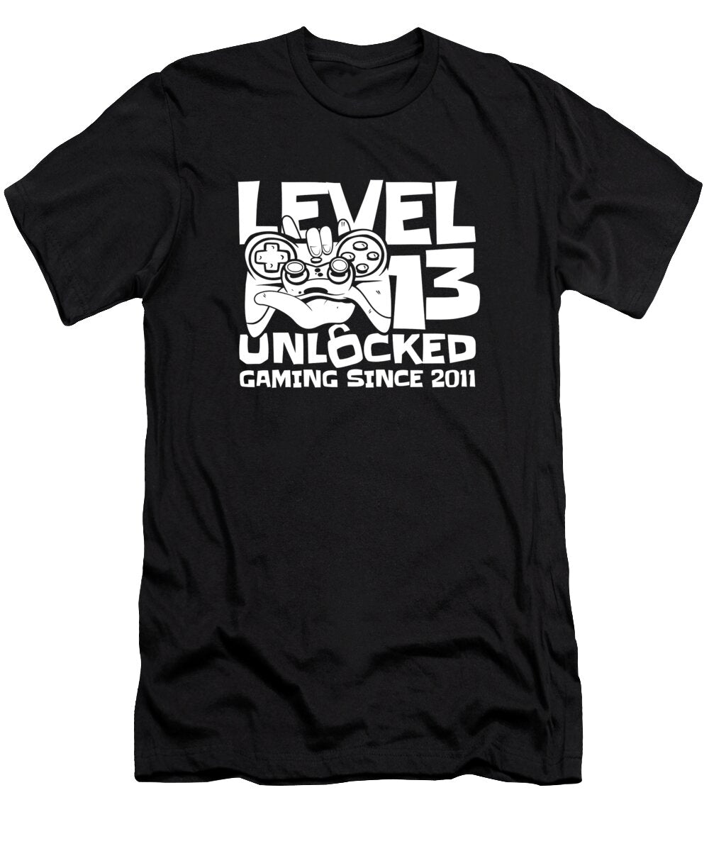 Gaming 13th Birthday Year Old Gamer Level 13 Unlocked Crazy Squirrel T-Shirt