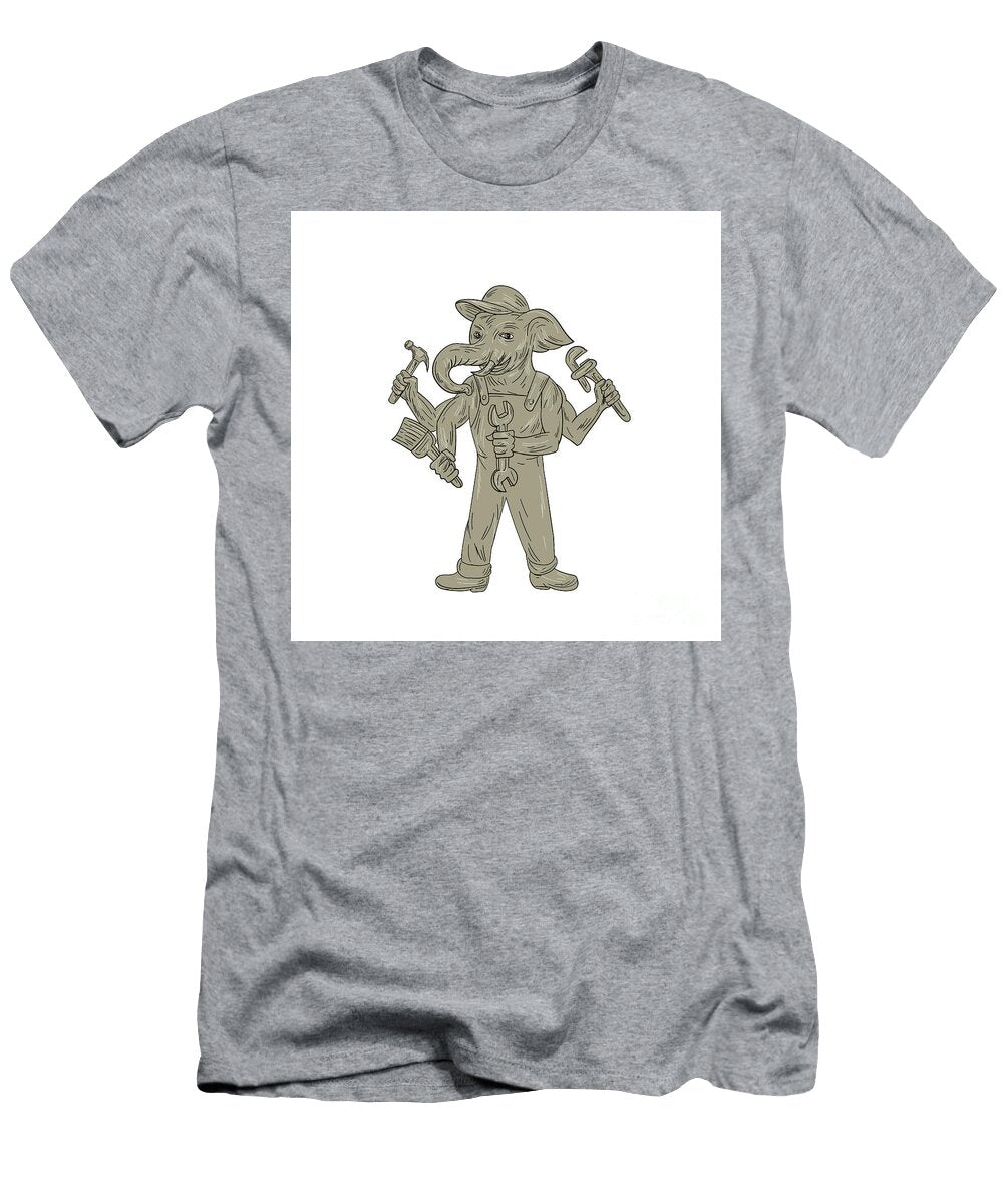 Ganesha Elephant Handyman Tools Drawing Aloysius Patrimonio T-Shirt