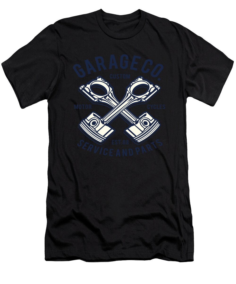Garage Custom Motorcycle Dirt Bike Motor Mechanic Florian Dold Art T-Shirt