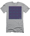 Geometric Alternating Curve Wave Chevron Pattern in Cool Blue Tones N050 Holy Rock Design T-Shirt