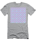 Geometric Alternating Curve Wave Chevron Pattern in Cool Blue Tones N356 Holy Rock Design T-Shirt
