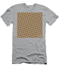 Geometric Art Deco Alternating Chevron Square Tile Pattern in Warm Fire Tones N396 Holy Rock Design T-Shirt
