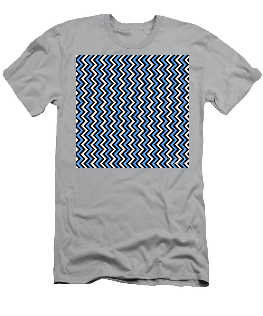 Geometric Chevron Zigzag Pattern in Blue N015 Holy Rock Design T-Shirt