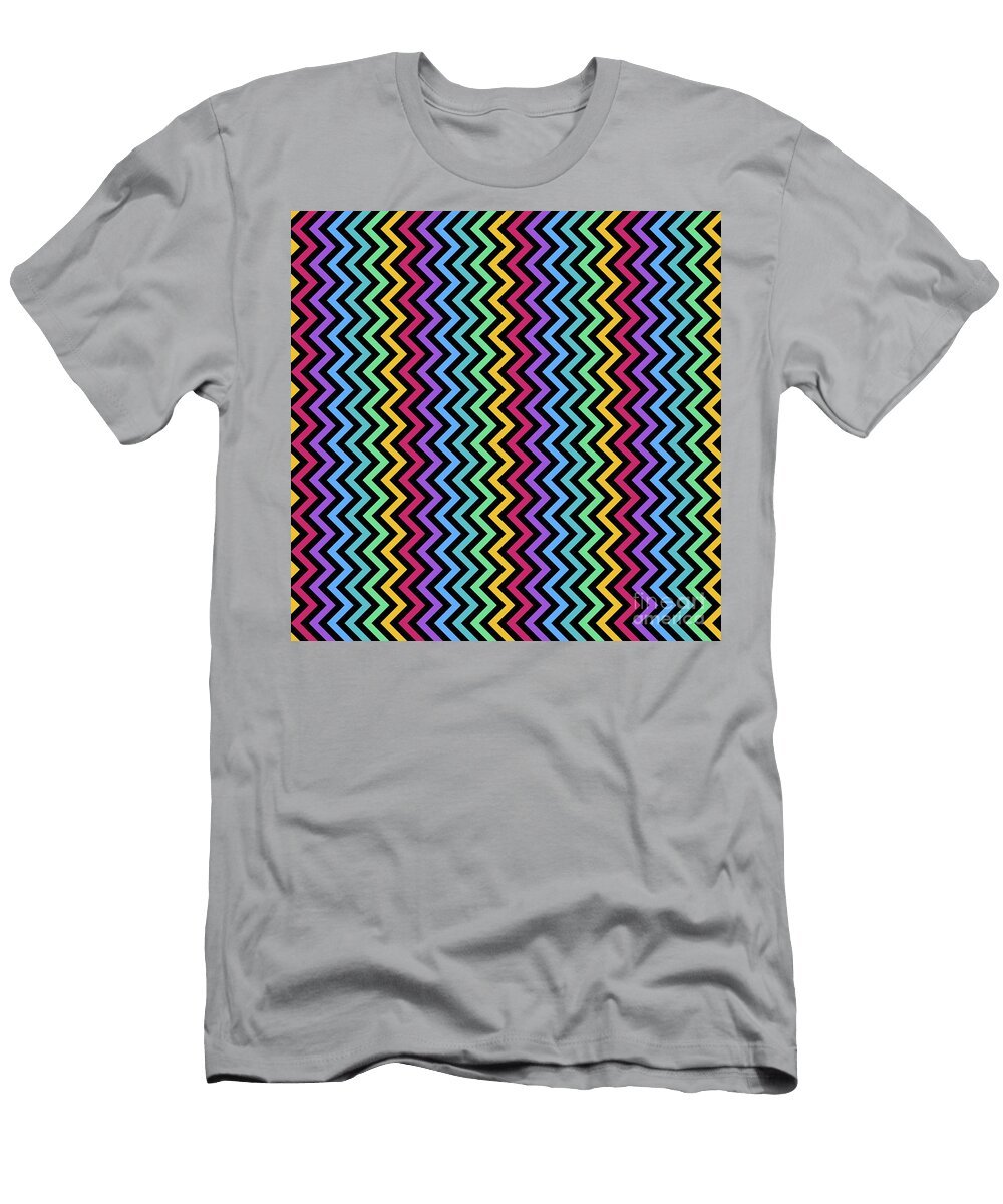 Geometric Chevron Zigzag Pattern in Crayon Rainbow Colors N365 Holy Rock Design T-Shirt