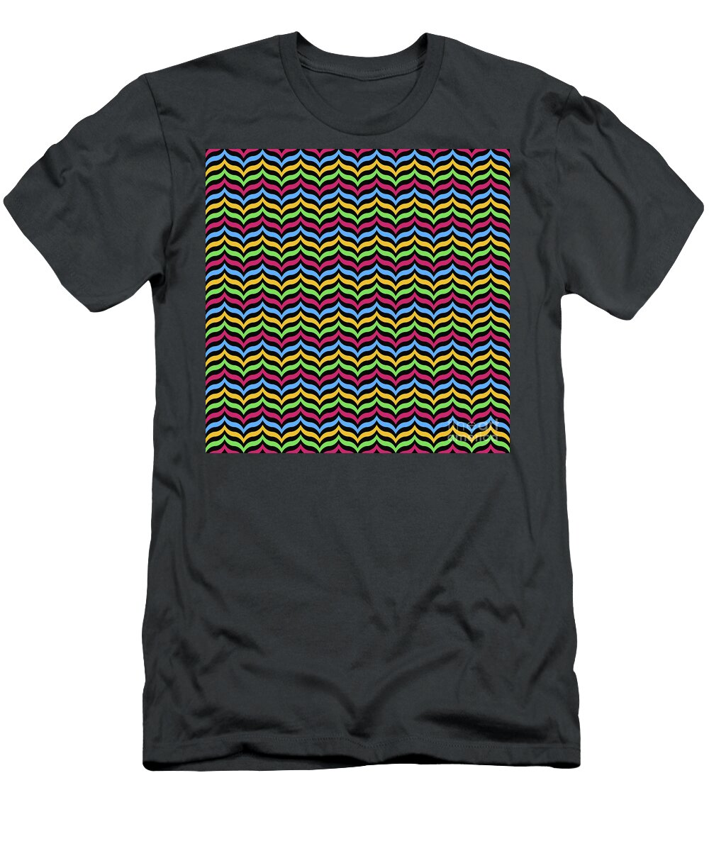 Geometric Curve Wave Chevron Pattern in Primary Colors N635 Holy Rock Design T-Shirt