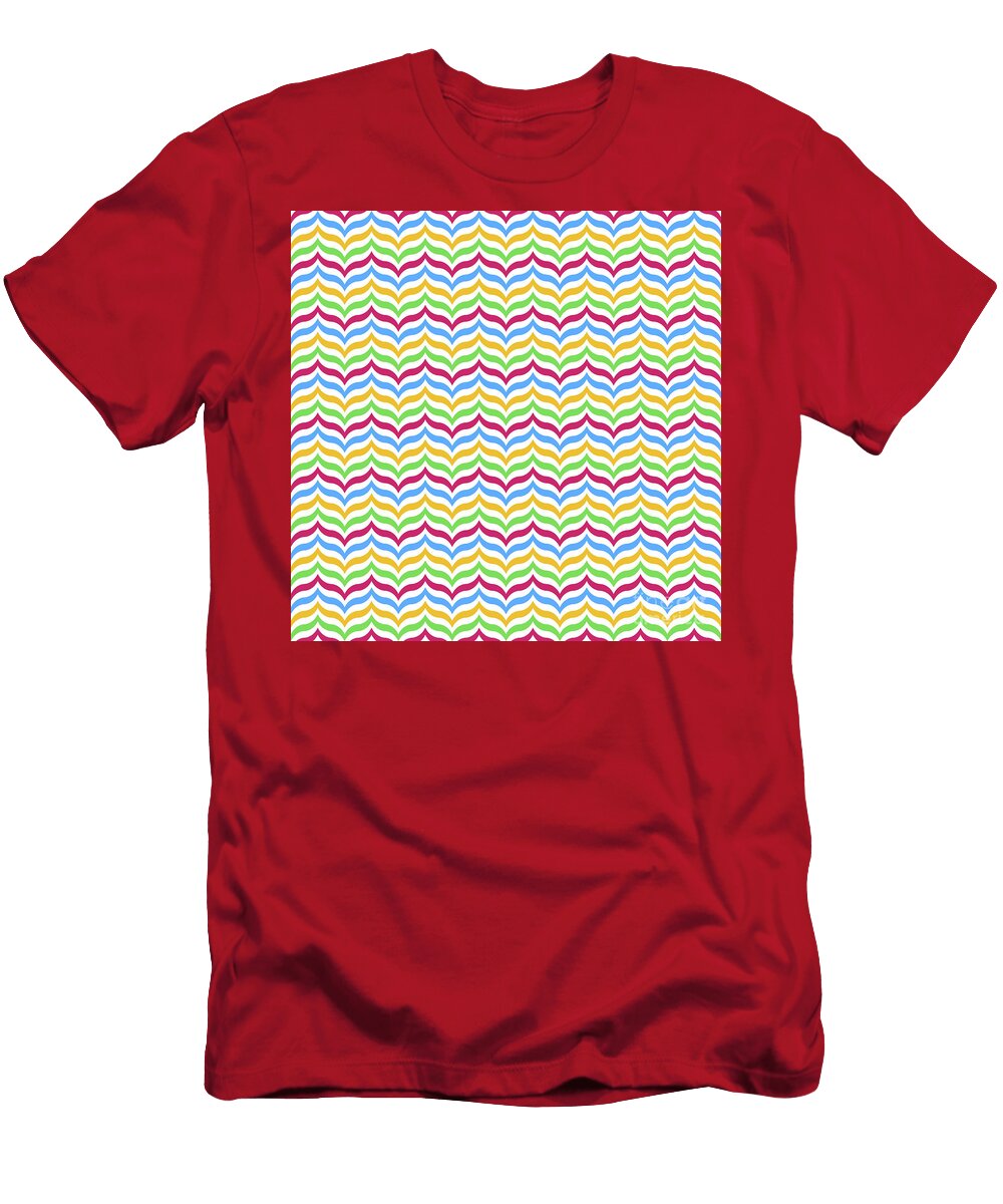 Geometric Curve Wave Chevron Pattern in Primary Colors N776 Holy Rock Design T-Shirt