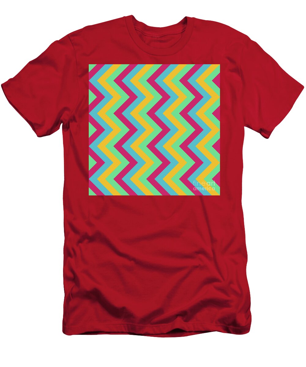Geometric Heavy Chevron Zigzag Pattern in Primary Colors N606 Holy Rock Design T-Shirt