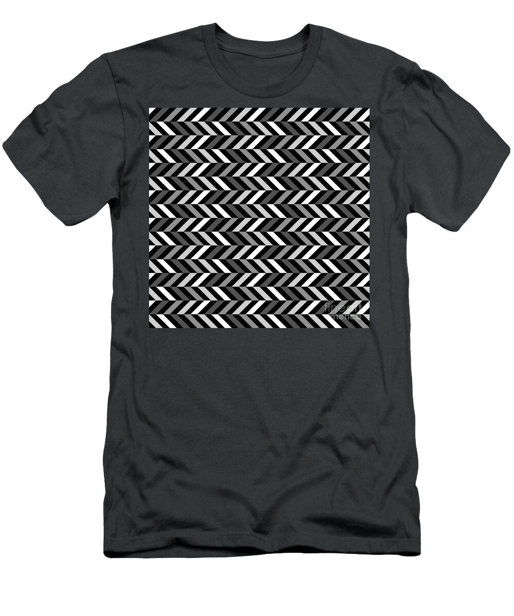 Geometric Herringbone Chevron Stripe Pattern in Shades of Gray N134 Holy Rock Design T-Shirt