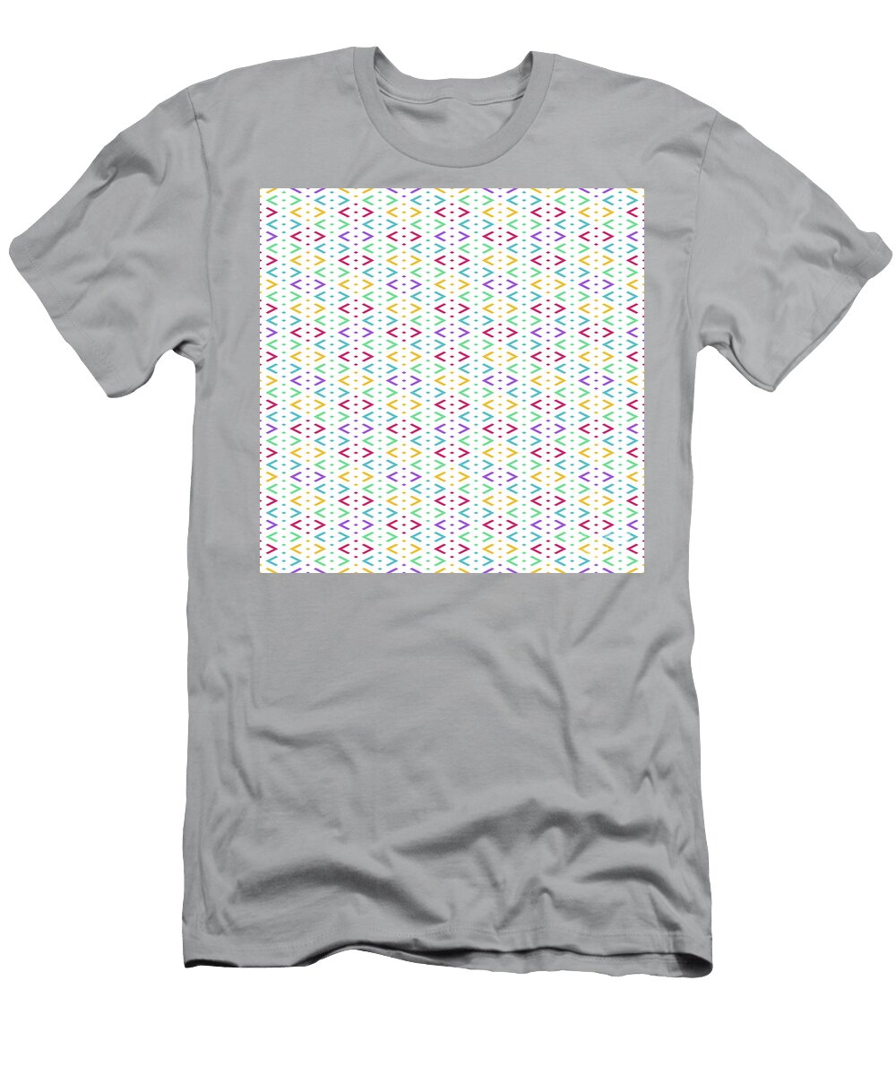 Geometric Inverse Chevron Diamond Dot Stripe Pattern in Crayon Rainbow Colors N523 Holy Rock Design T-Shirt