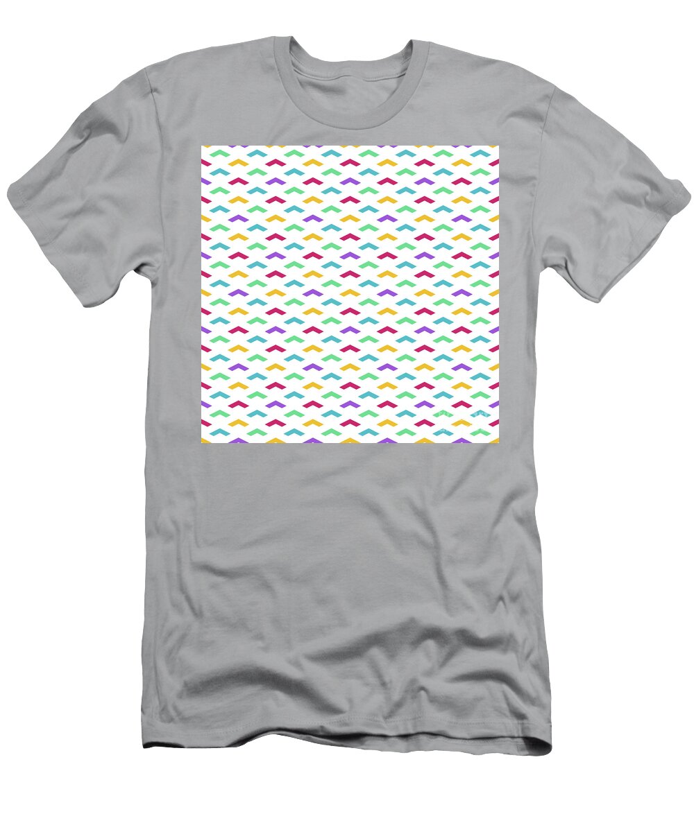 Geometric Inverse Heavy Upward Chevron Pattern in Crayon Rainbow Colors N149 Holy Rock Design T-Shirt