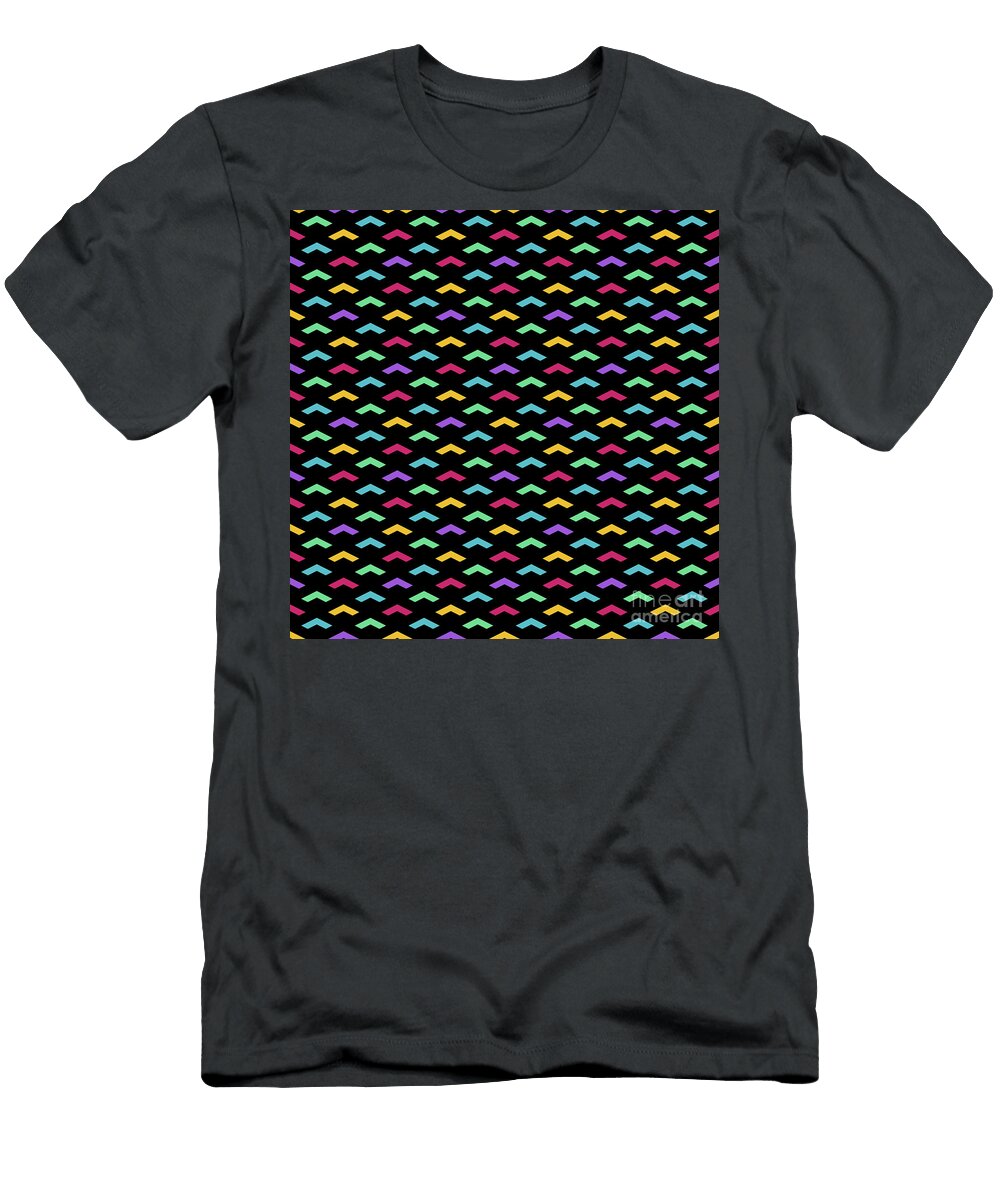Geometric Inverse Heavy Upward Chevron Pattern in Crayon Rainbow Colors N689 Holy Rock Design T-Shirt
