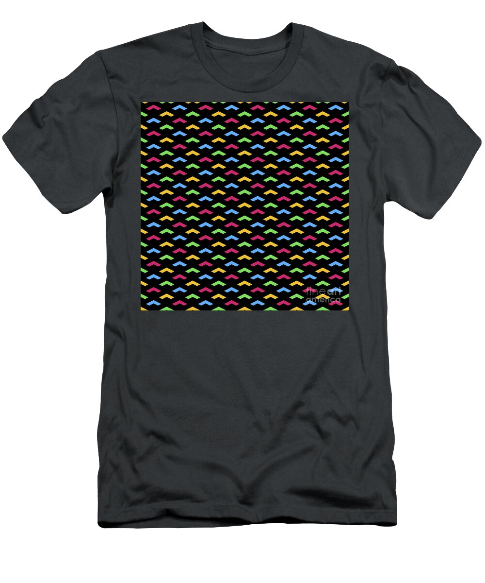 Geometric Inverse Heavy Upward Chevron Pattern in Primary Colors N109 Holy Rock Design T-Shirt
