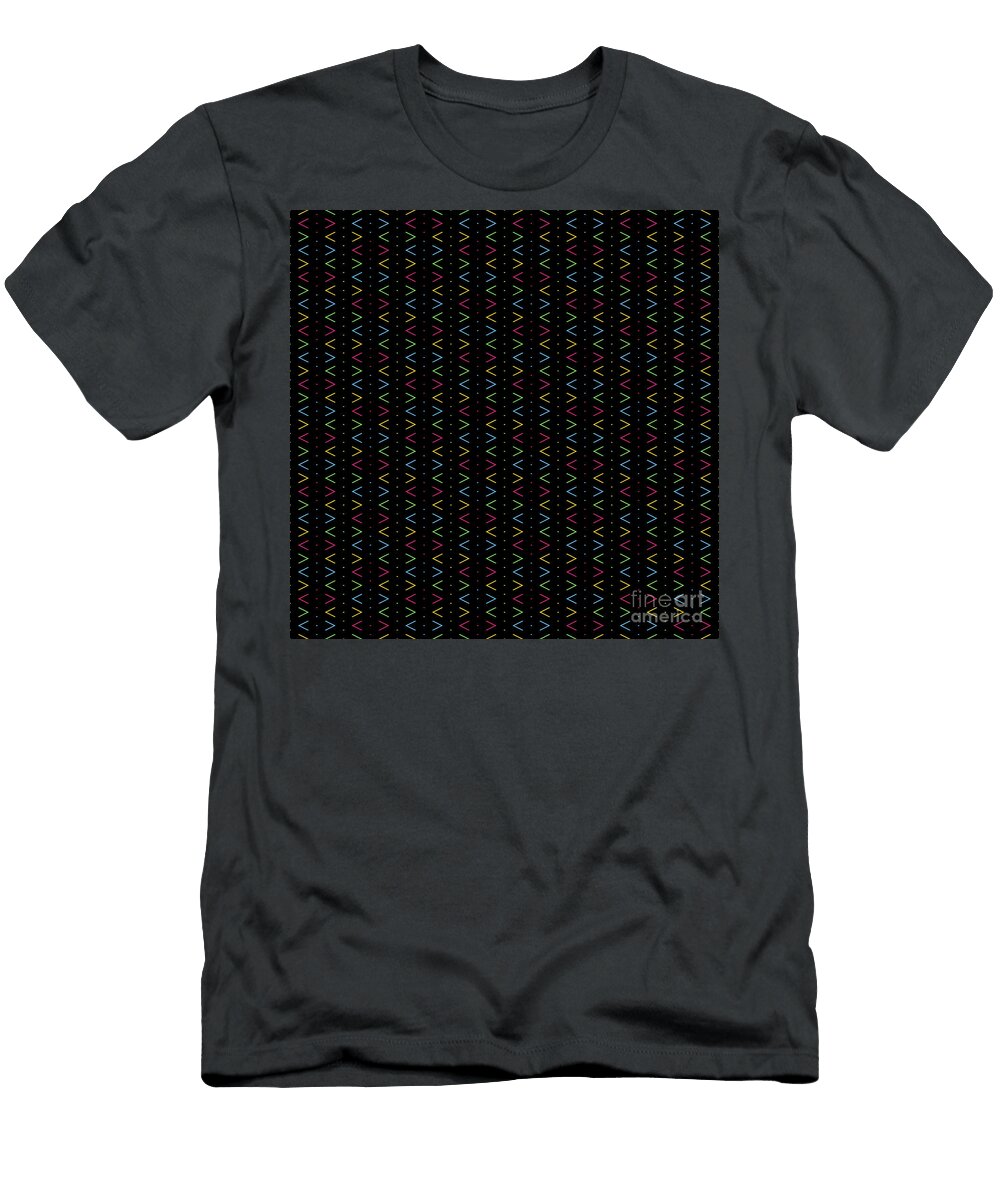 Geometric Inverse Light Chevron Diamond Dot Stripe Pattern in Primary Colors N147 Holy Rock Design T-Shirt