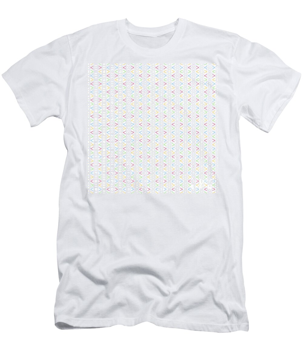 Geometric Inverse Light Chevron Diamond Dot Stripe Pattern in Primary Colors N608 Holy Rock Design T-Shirt