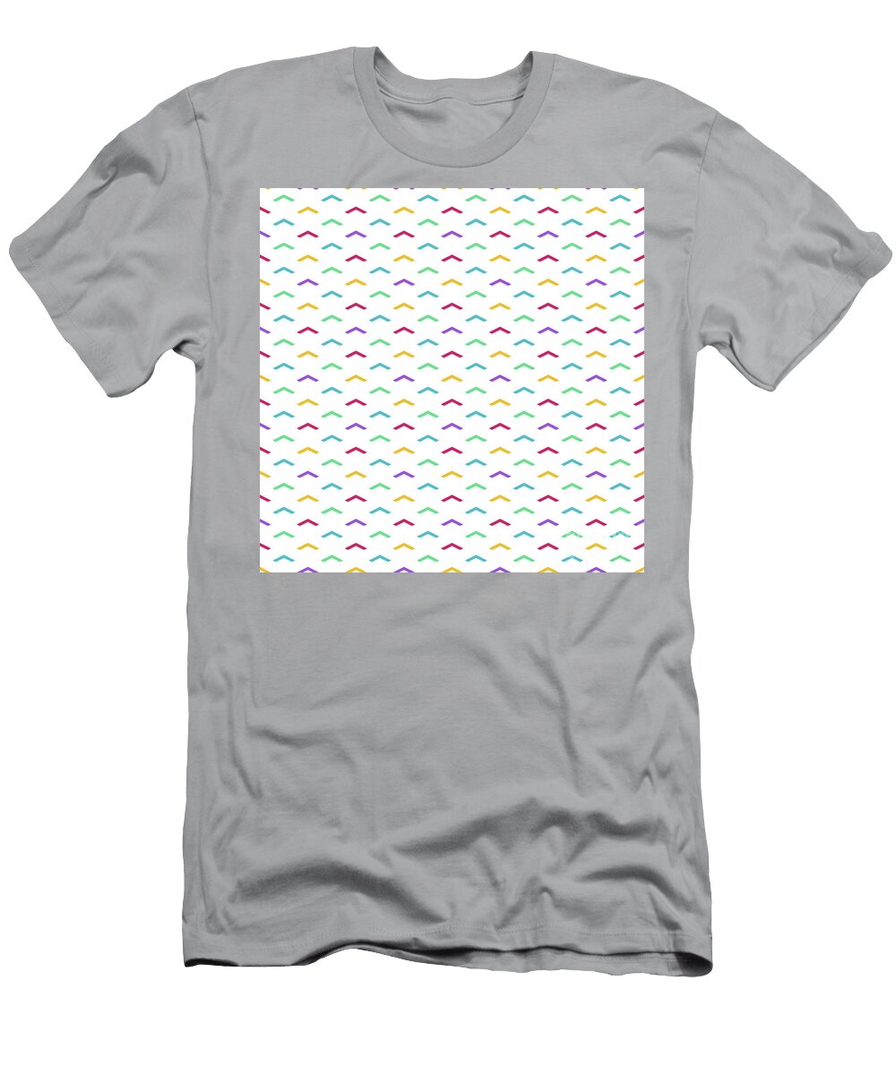 Geometric Inverse Light Upward Chevron Pattern in Crayon Rainbow Colors N752 Holy Rock Design T-Shirt
